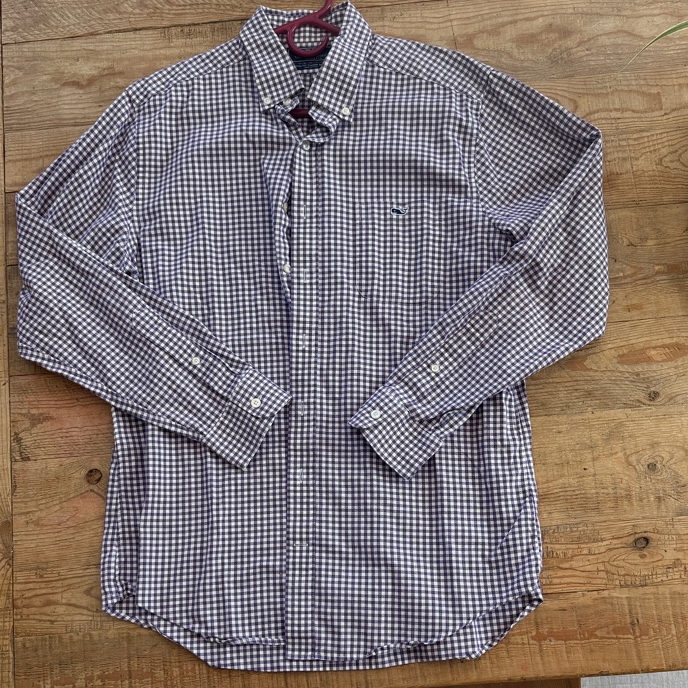 Vineyard Vines Men’s Gingham Button-Down Shirt - Blue and White